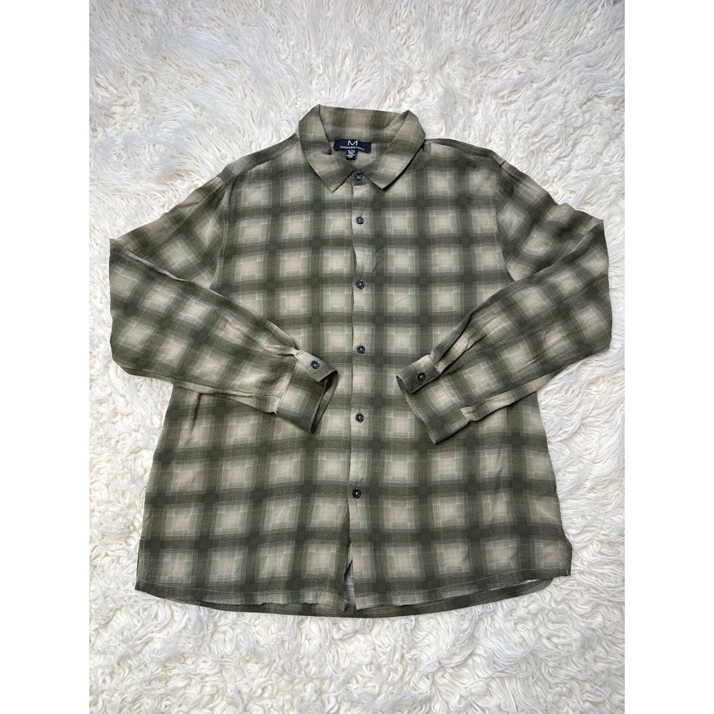 Magaschoni Shirt Mens XL Button Down Plaid Casual Button Down
